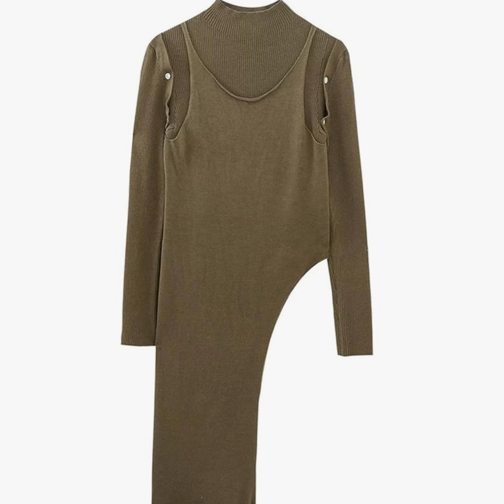 Zara Olive Green Asymmetrical Top